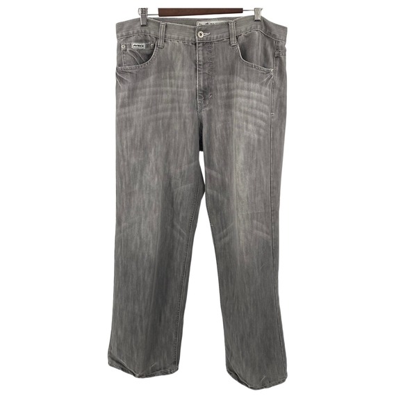 Avirex Gray Denim Jeans Embellished Pockets Relaxed Fit Mens Size 38x32 Y2K 90s - Picture 1 of 8